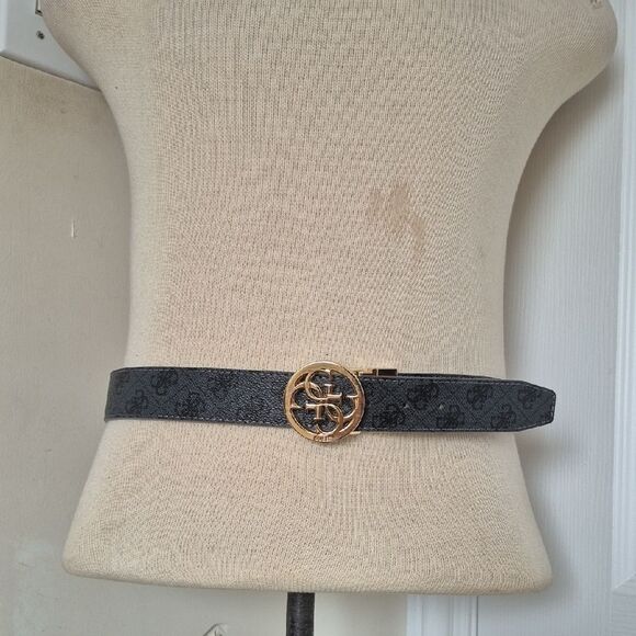 Guess Black Belt with Gold Logo Buckle - Picture 1 of 16